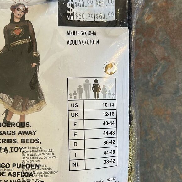 Sacred Heart Dress Black Lace Gothic Dress Halloween Costume large xL - Picture 6 of 7